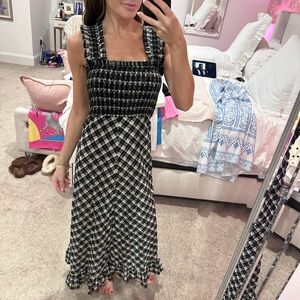Ganni Black and White Plaid Maxi Dress